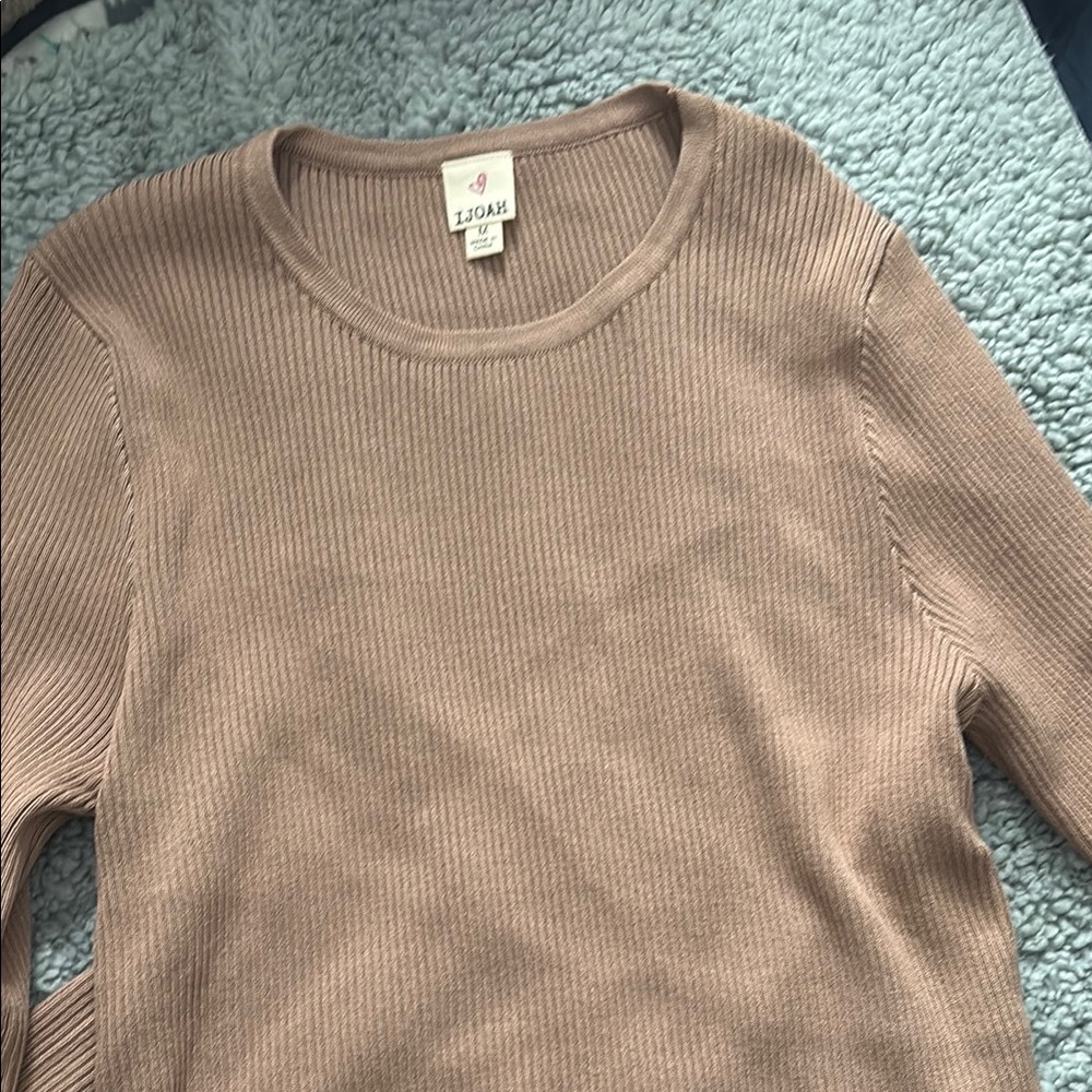 IJOAH Ribbed Tan Long Sleeve